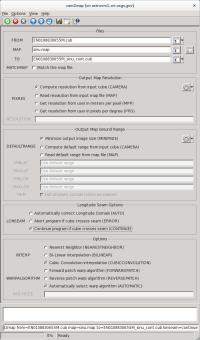 cam2map LONSEAM=CONTINUE GUI