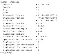 Display of Output compare log showing results of the compare application.