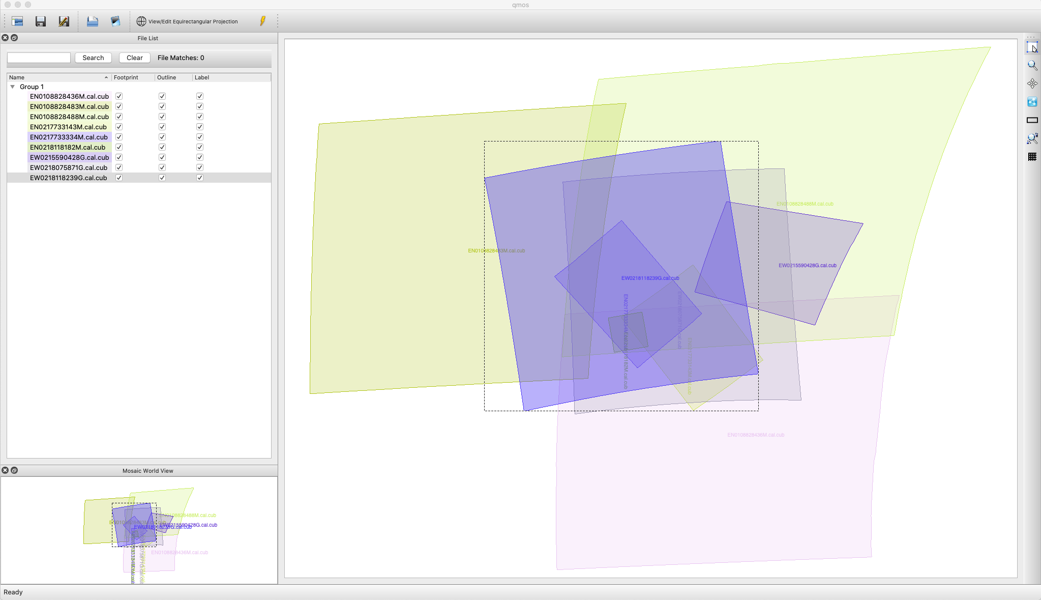 qmos of MESSENGER MDIS footprints